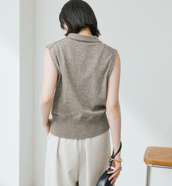  「予約【抜け感のある印象に】メランジポロカラーベスト」|ニット・セーター|