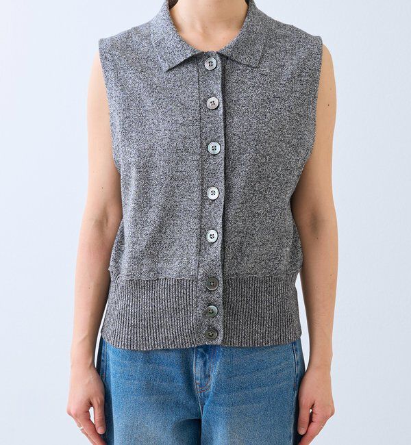  「予約【抜け感のある印象に】メランジポロカラーベスト」|ニット・セーター|