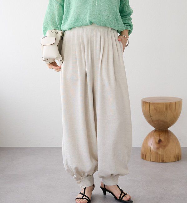  「予約【鮮度抜群/防シワ性/紫外線防止】リネンライクアラジンパンツ」|チノ|