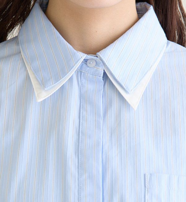  「ストライプ裾レースシャツ」|シャツ・ブラウス|