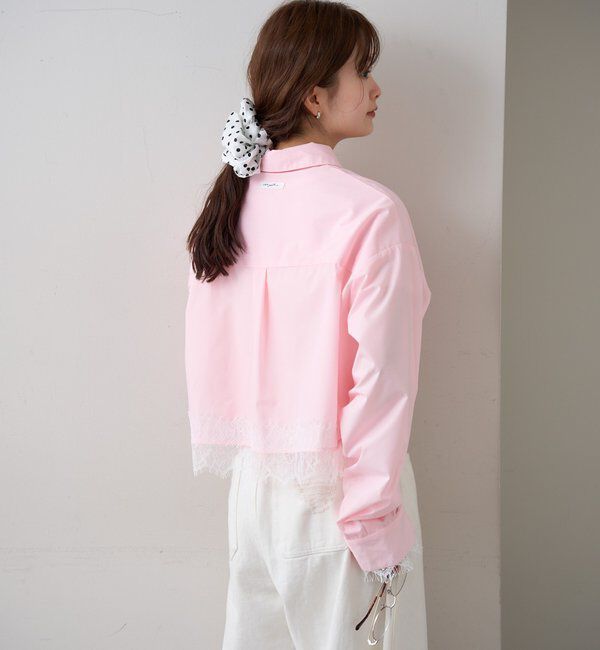  「ストライプ裾レースシャツ」|シャツ・ブラウス|