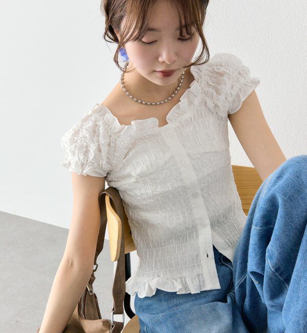  「シャーリングフレンチブラウス」|シャツ・ブラウス|