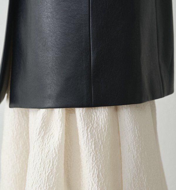  「ノーカラーフェイクレザージャケット」|ベスト・ジレ|