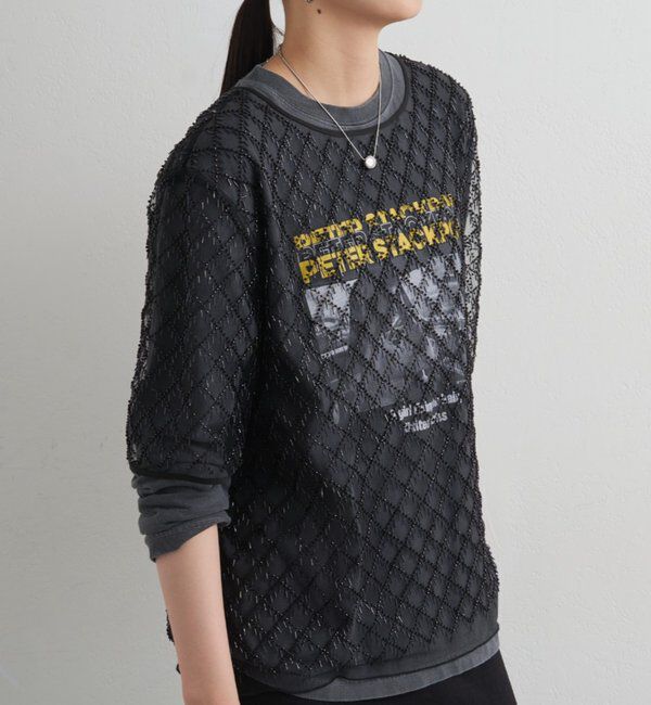  「ビーズシアーハーフスリーブブラウス」|シャツ・ブラウス|