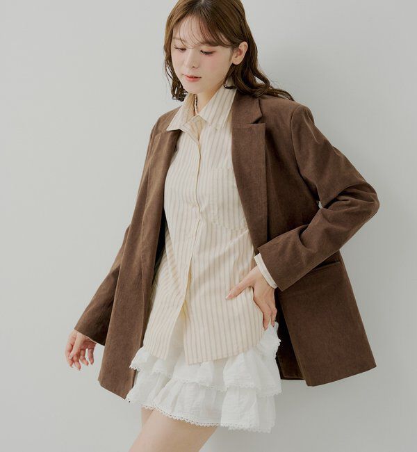  「ブローチ付きストライプルーズシャツ」|シャツ・ブラウス|