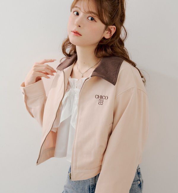  「【セットアップ対応】襟配色ジップジャケット」|その他|