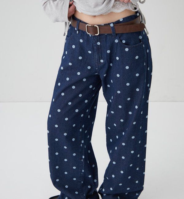  「アソートドットローライズパンツ」|チノ|ネイビー