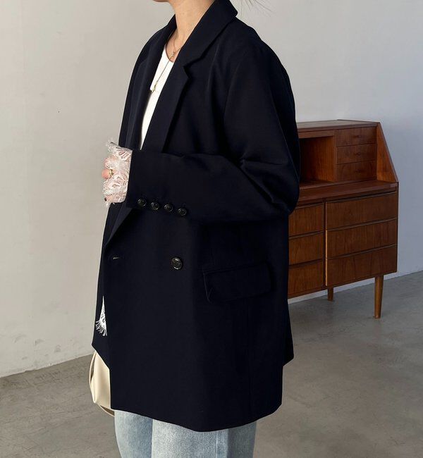  「【再販・サイズ展開あり・WEB限定カラー/グレージュ】Wテーラージャケット」|テーラードジャケット|