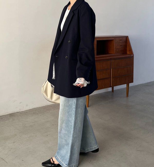  「【再販・サイズ展開あり・WEB限定カラー/グレージュ】Wテーラージャケット」|テーラードジャケット|