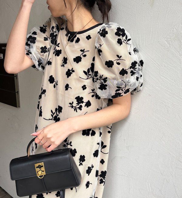  「【オケージョン/サイズ展開あり】フロッキーパフワンピース」|ワンピース|