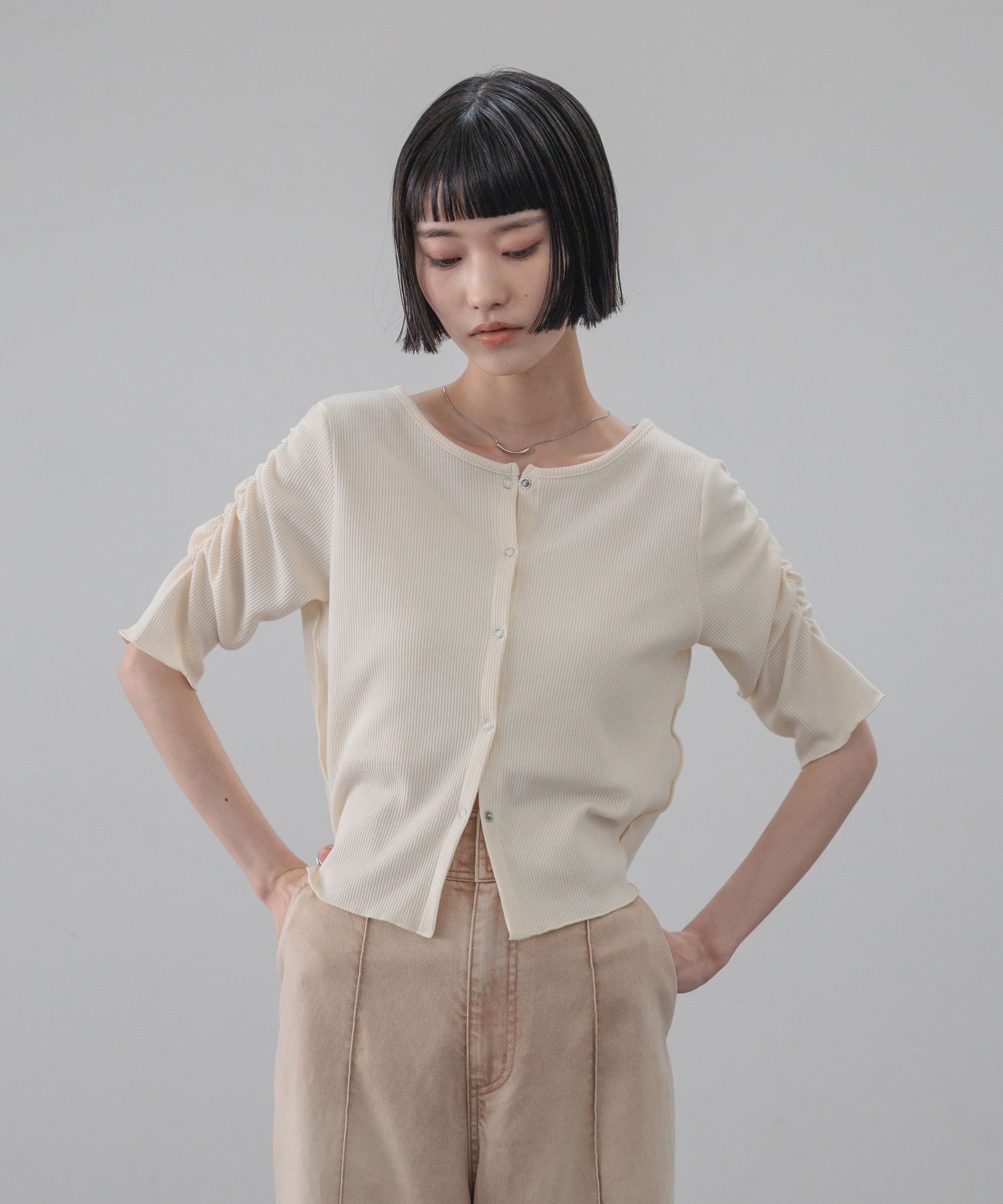 LOWRYS FARM「ショルダーパフカーディガン５Ｓ」|Tシャツ・カットソー|