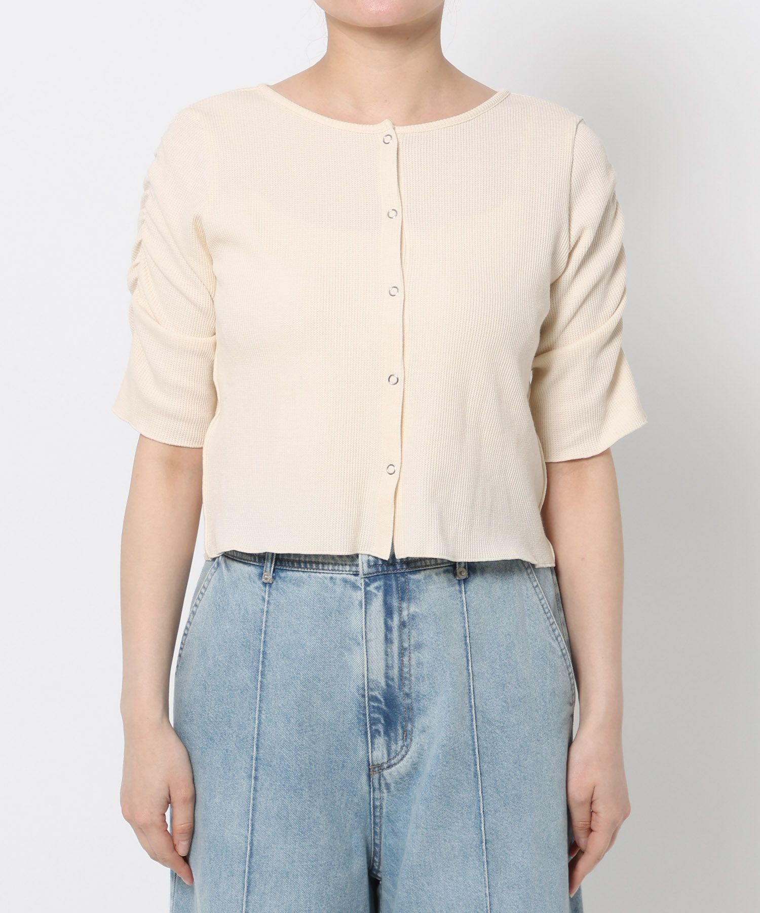 LOWRYS FARM「ショルダーパフカーディガン５Ｓ」|Tシャツ・カットソー|