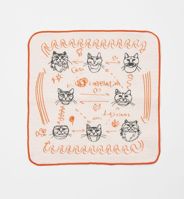 collex「【＋HAyU fabric】猫柄 ガーゼタオルハンカチ 綿100%」|ハンカチ|