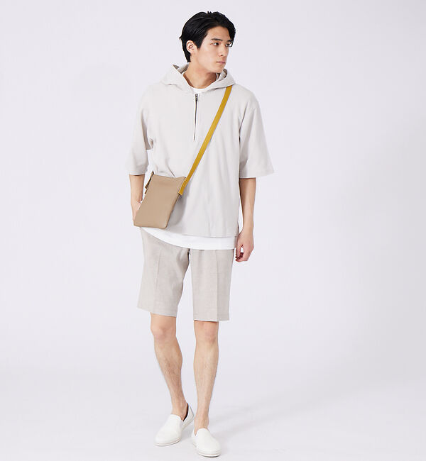 ABAHOUSE「ワッフル ハーフジップアップ 半袖パーカー」|パーカー|