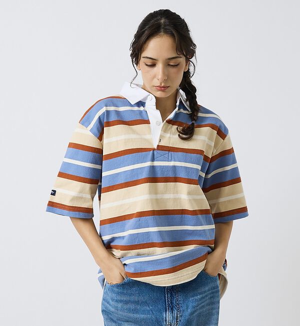 ABAHOUSE「【BARBARIAN / バーバリアン】Rugby Collar Short /」|ポロシャツ|