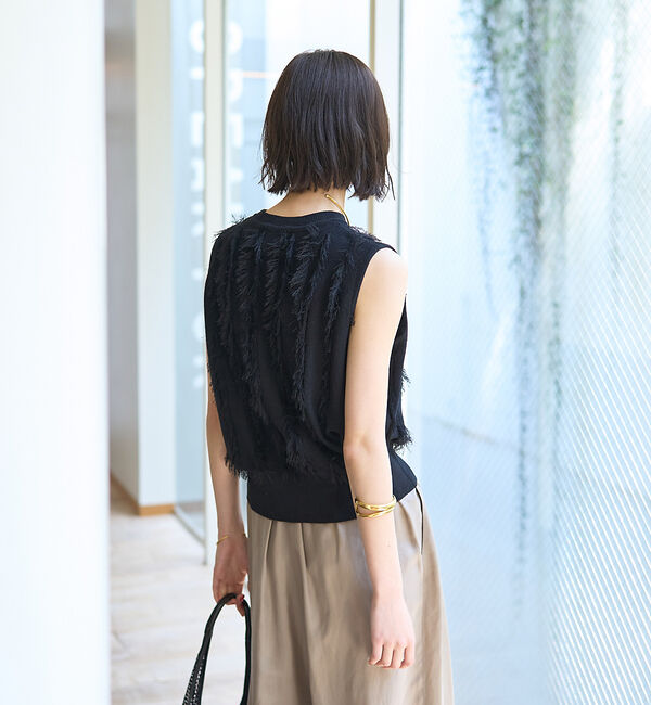 Rouge vif「フリンジニットノースリーブプルオーバー」|ニット・セーター|