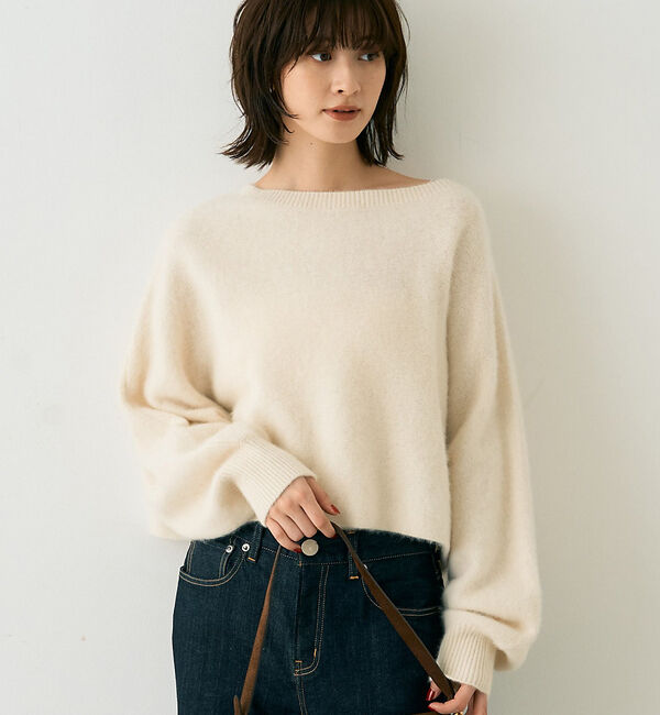 Rouge vif「フォックスウールクロップドボレロプルオーバー」|ニット・セーター|アイボリー
