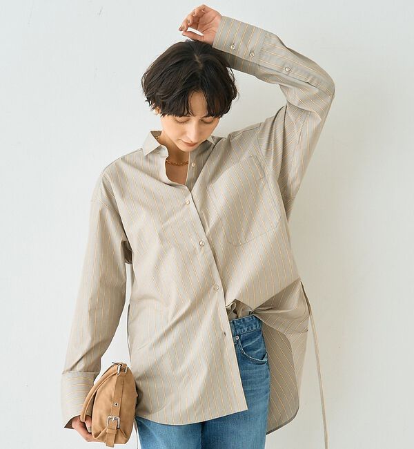 Rouge vif「ストライプメンズライクコットンシャツ」|シャツ・ブラウス|グレー系その他1