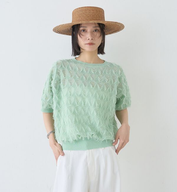 Rouge vif「ドットシアーフリンジニット」|ニット・セーター|