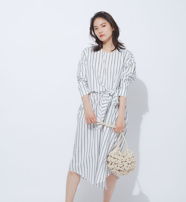 qualite「ストライプウエストクロスワンピース」|ワンピース|その他