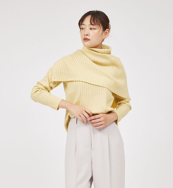 qualite「【23AW】アシメスヌードリブニット」|ニット・セーター|