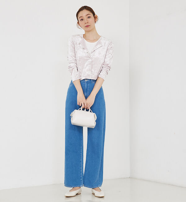 qualite「トリコットベロアショートカーデ」|カーディガン|