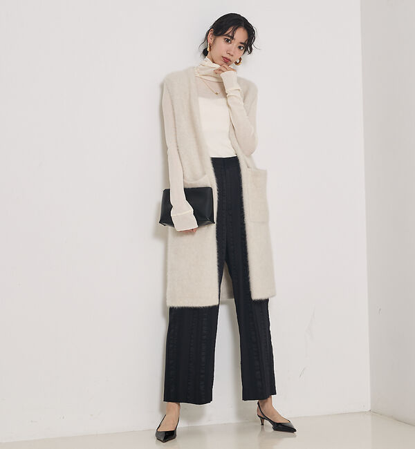 qualite「【大人気ジレが今季verに！】フォックスカシミアロングジレ」|ニット・セーター|