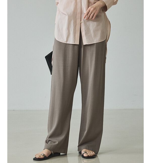 qualite「【接触冷感・セットアップ対応】レーヨンストレッチニットパンツ」|その他|グレー