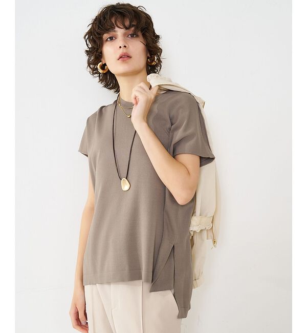 qualite「【接触冷感・セットアップ】レーヨンストレッチフレンチ」|ニット・セーター|グレー