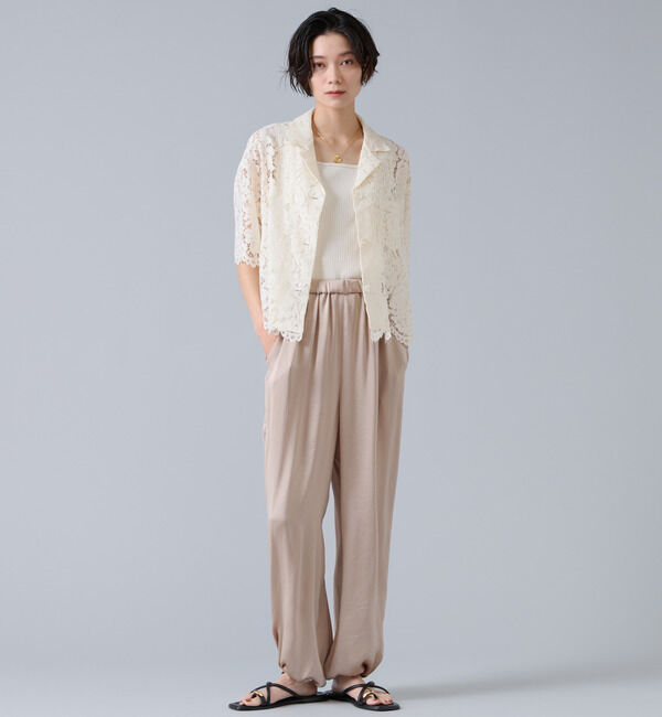 Liesse「コードレース開襟シャツ」|シャツ・ブラウス|