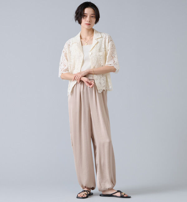 Liesse「コードレース開襟シャツ」|シャツ・ブラウス|