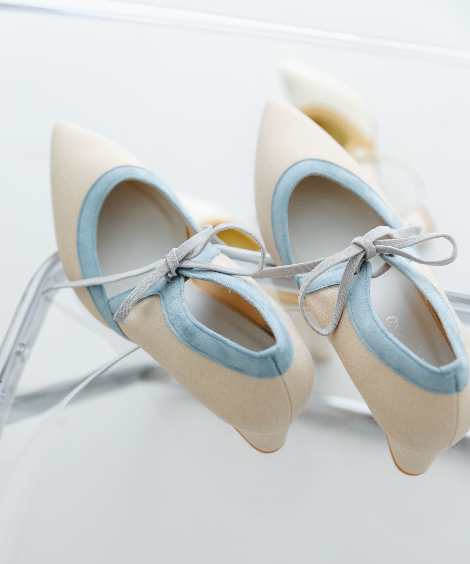 RODE SKO「『MADE IN JAPAN』チャンキーヒールリボンパンプス」|パンプス|ライトブルー