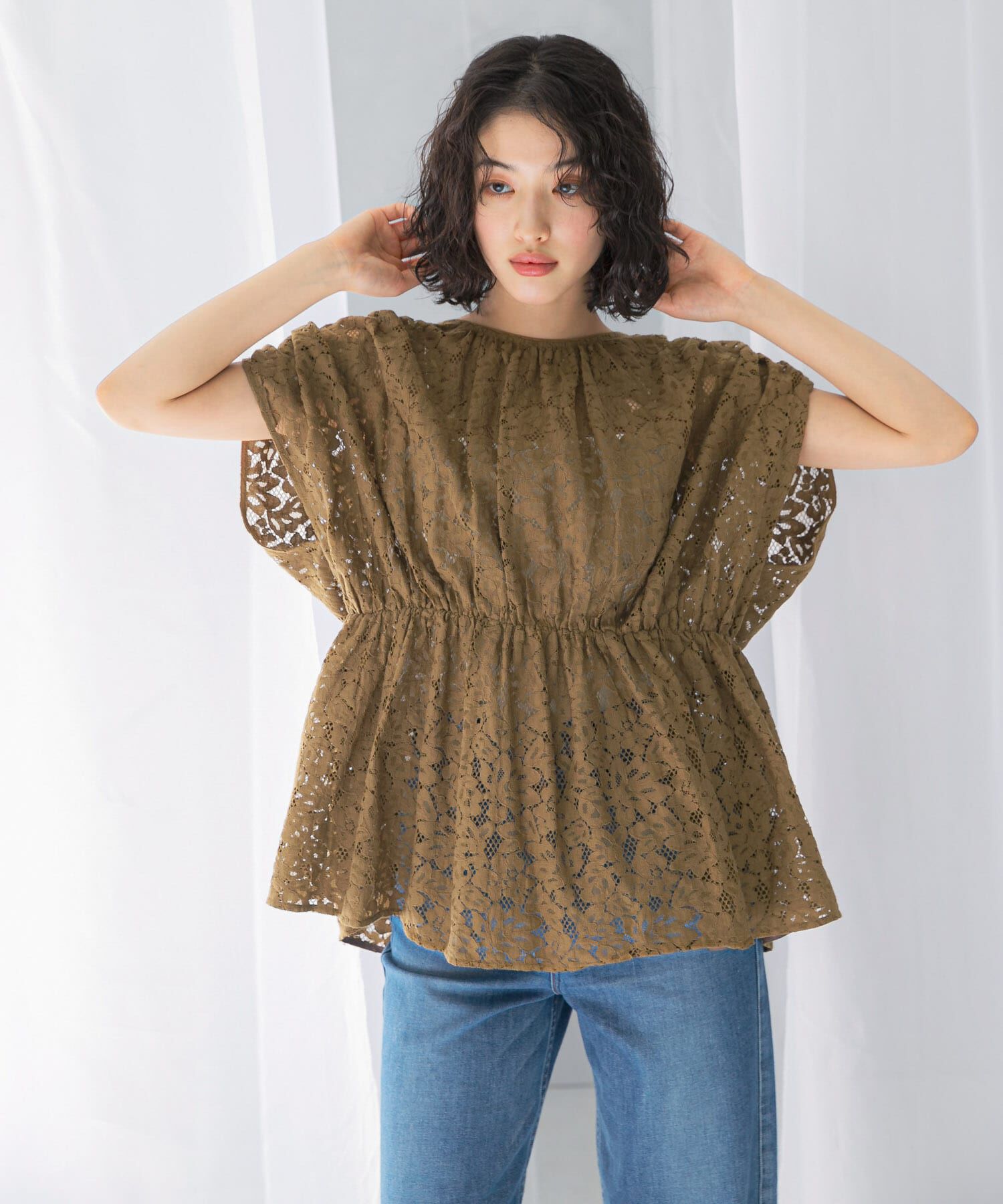 URBAN RESEARCH ROSSO「normment　BOTANICAL LACE TUNIC」|チュニック|オリーブ