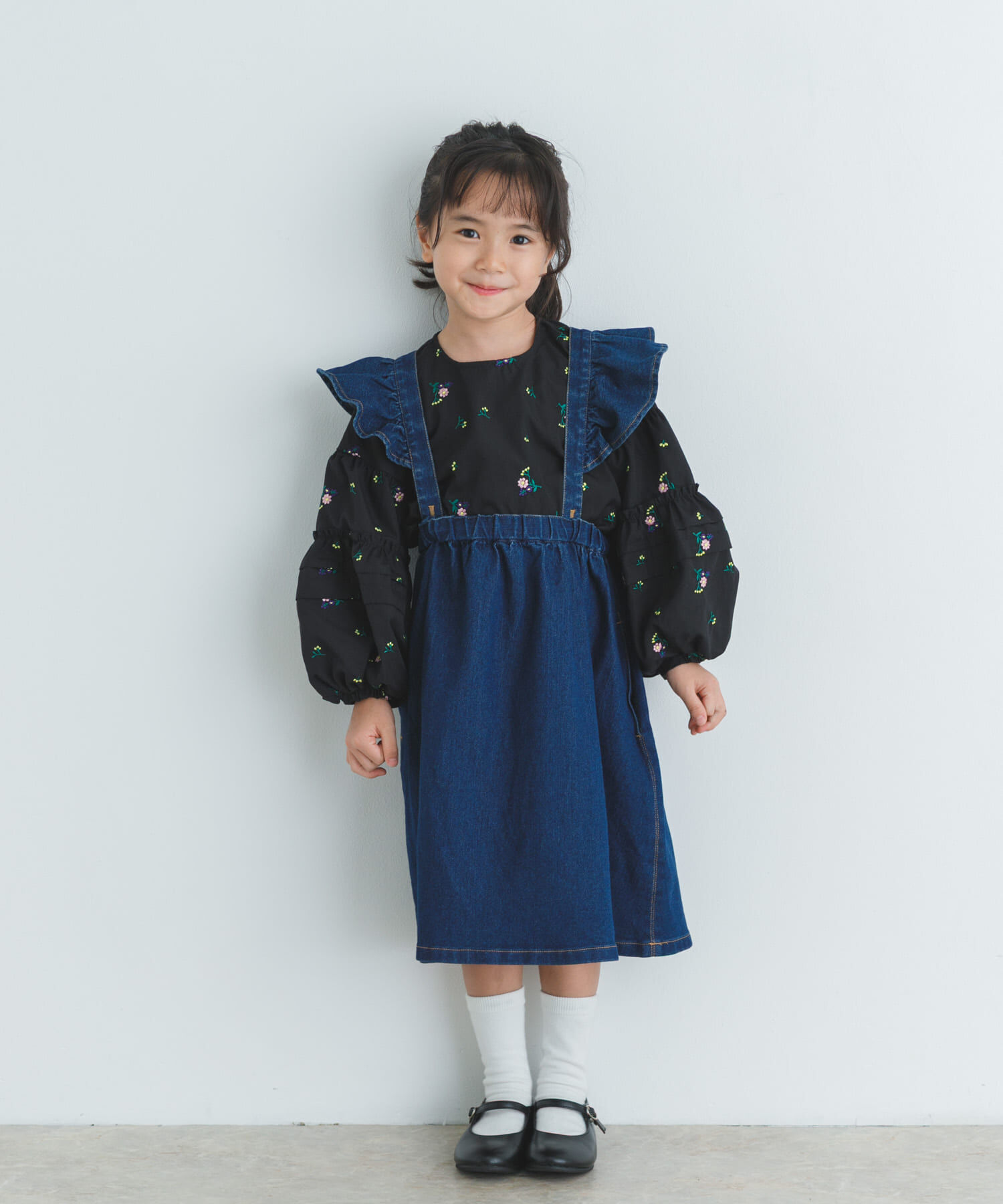 URBAN RESEARCH DOORS「『WEB/一部店舗限定サイズ』2WAYフリルジャンパースカート(KIDS)」|ワンピース|ブルー