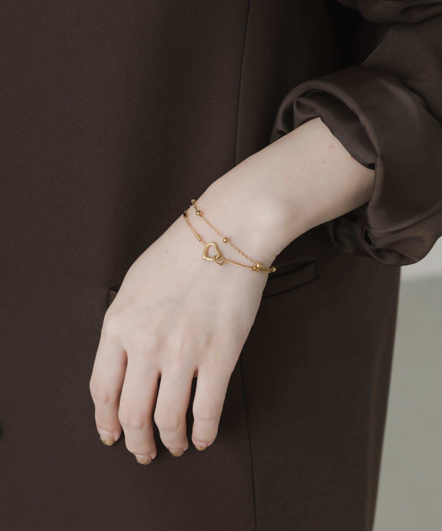 SMELLY「ステンレスハートダブルチェーンブレスレット」|ブレスレット・バングル|