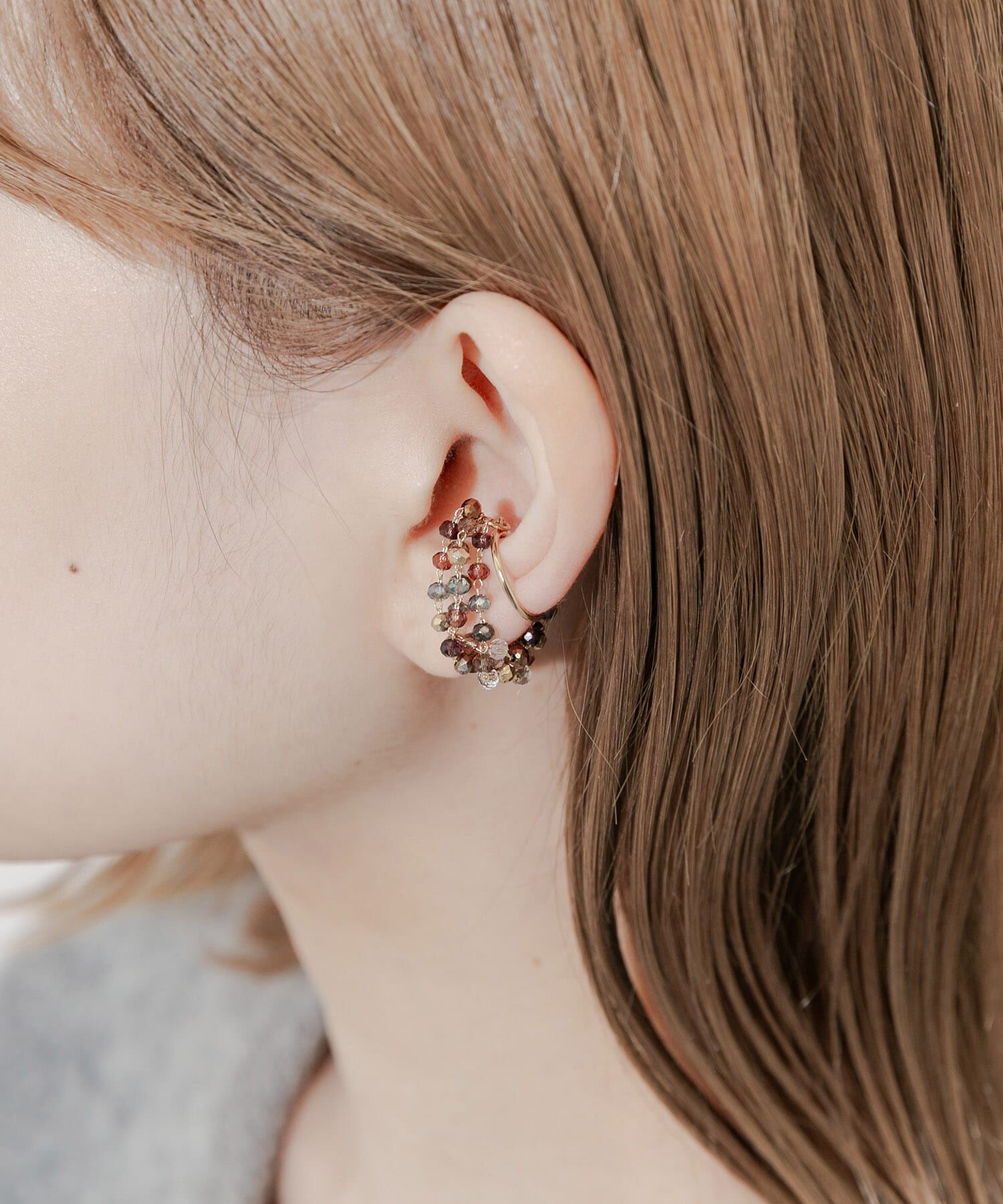 SMELLY「ガラスビーズイヤカフ」|イヤリング|