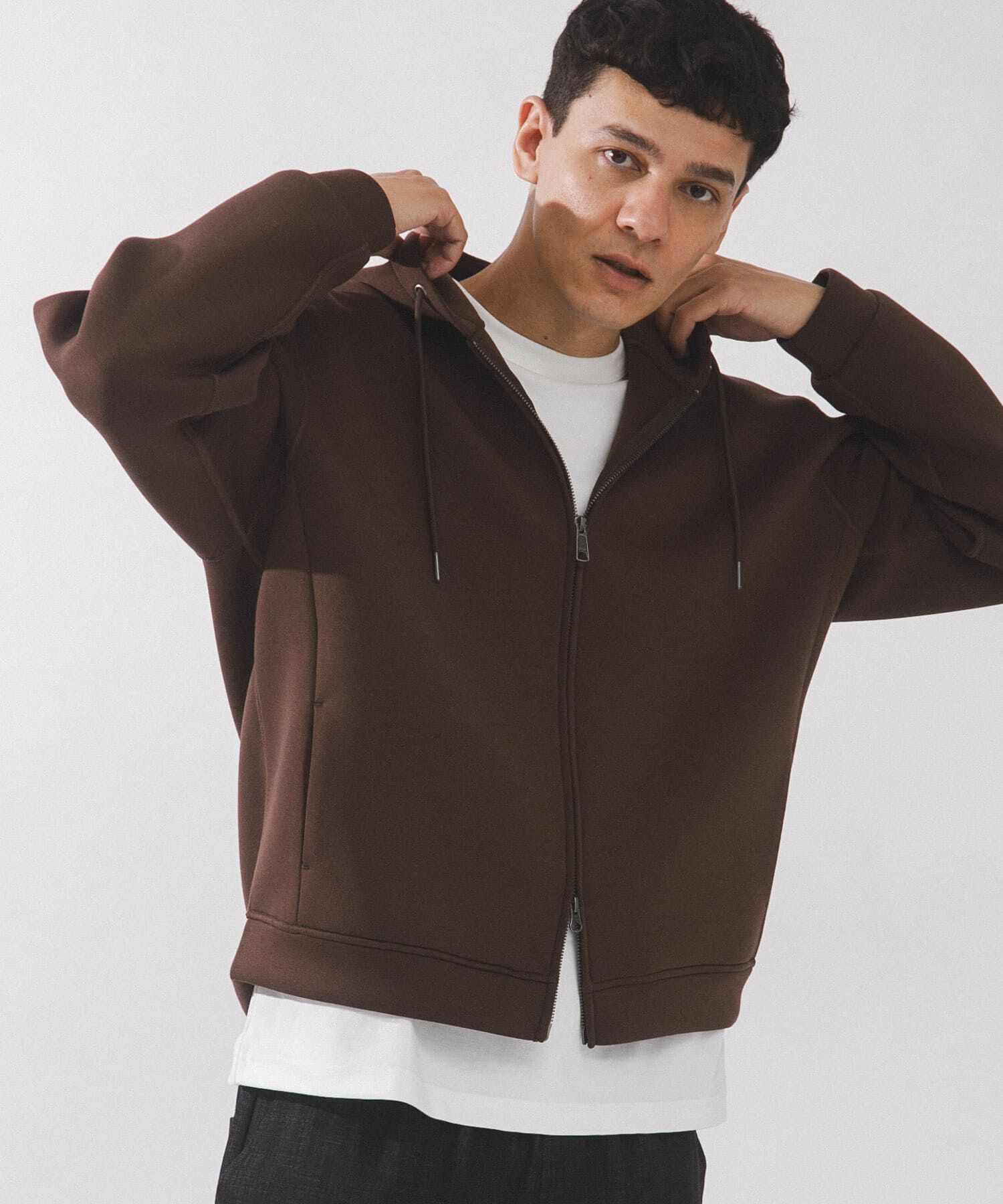 Sonny Label 「ダンボールニットジップアップフーディー」|パーカー|ブラウン