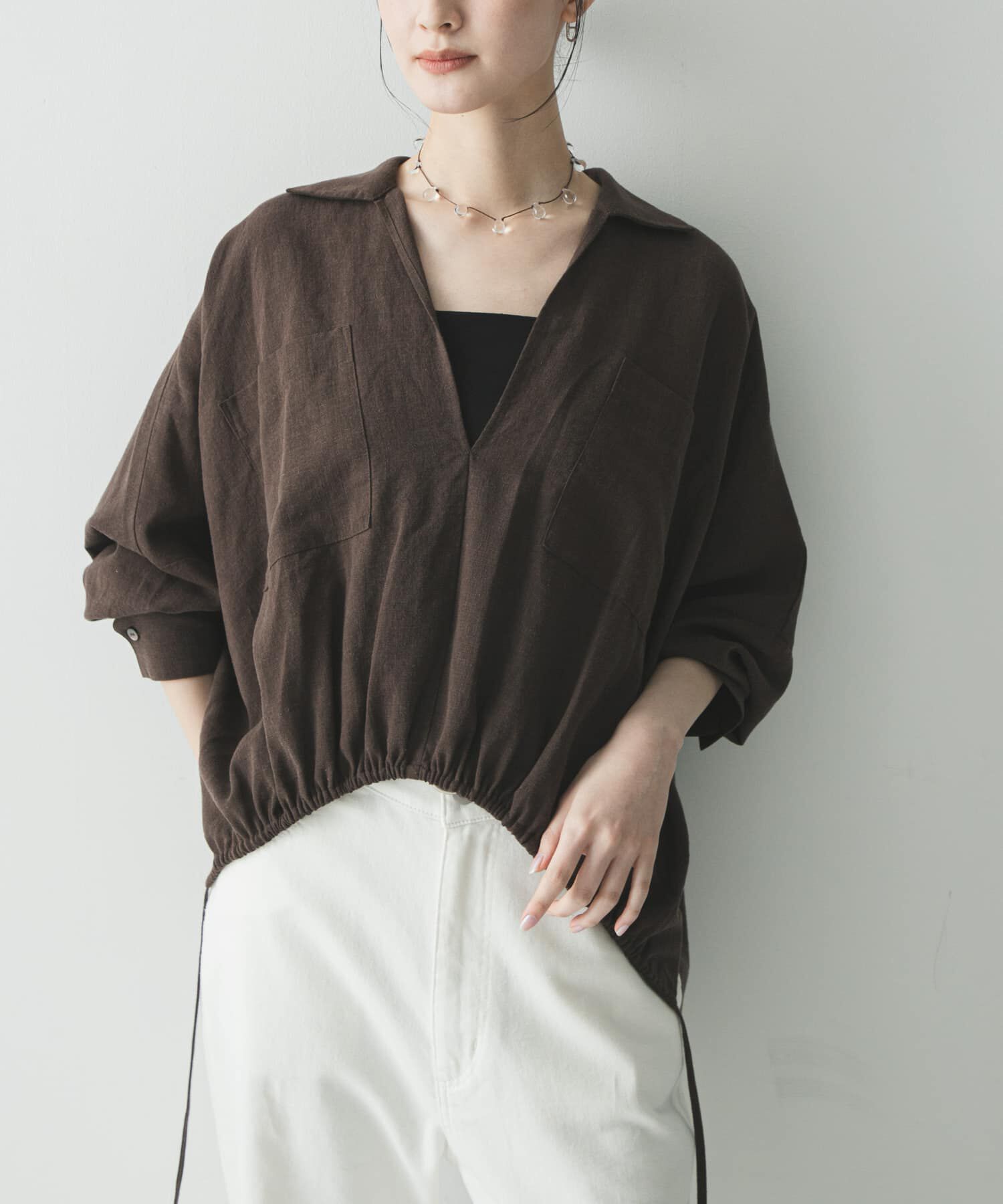 URBAN RESEARCH「ラミーレーヨンギャザーヘムシャツ」|シャツ・ブラウス|