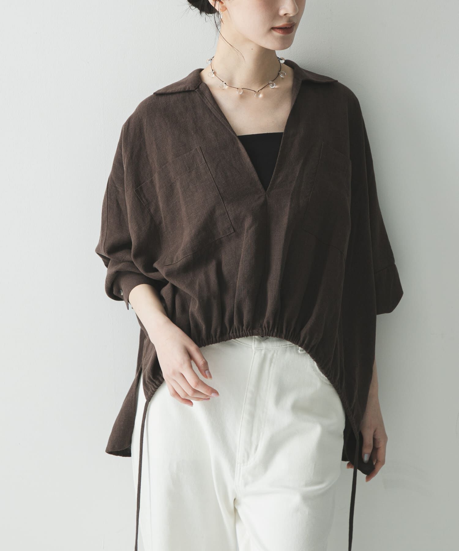 URBAN RESEARCH「ラミーレーヨンギャザーヘムシャツ」|シャツ・ブラウス|