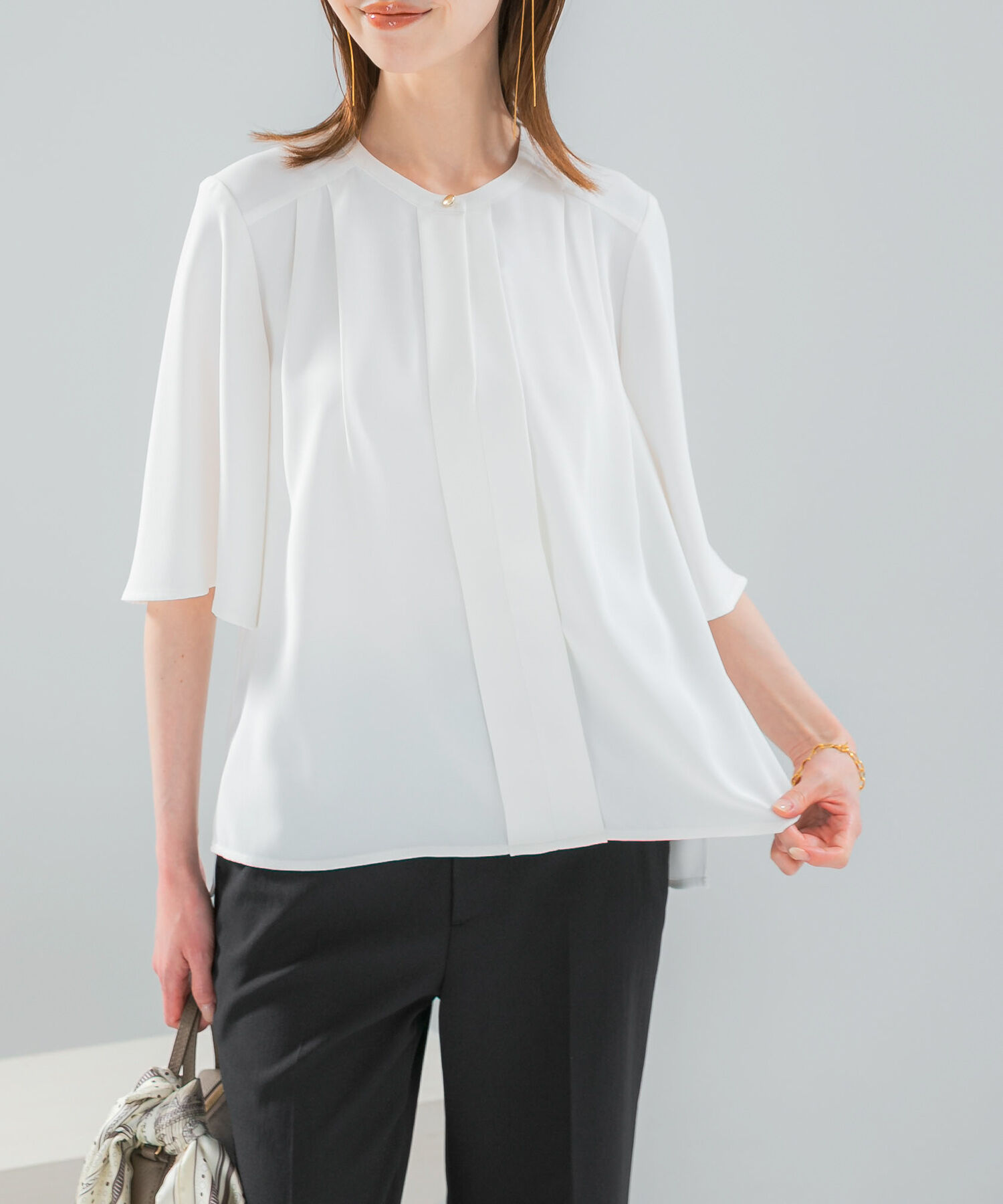 URBAN RESEARCH ROSSO「2WAYウォッシャブルフレアスリーブ ブラウス」|シャツ・ブラウス|オフホワイト