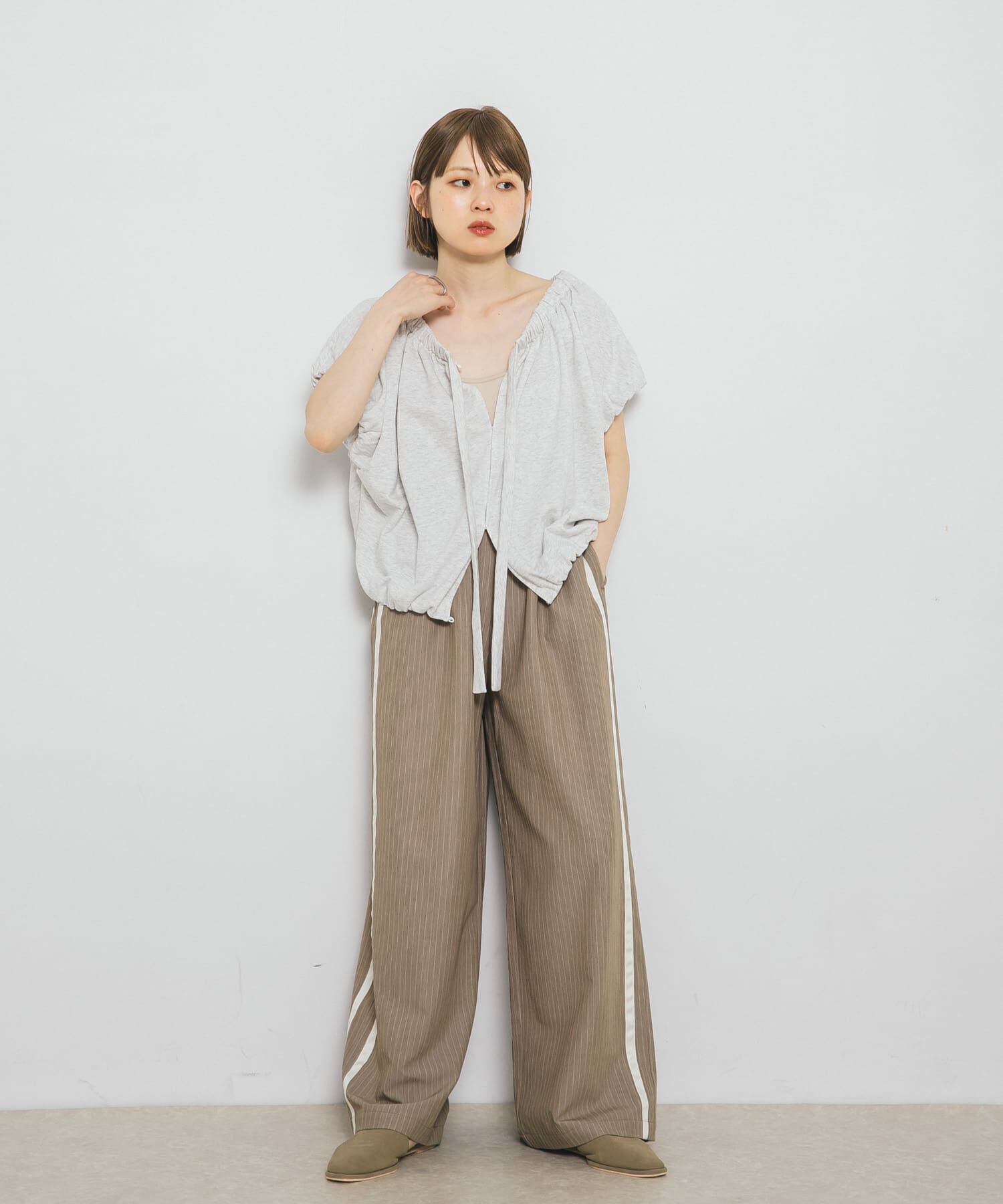  「リボンギャザースウェット」|スウェット・ジャージ|