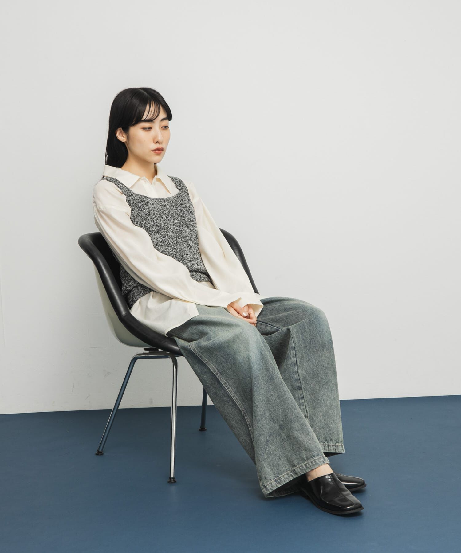  「センターステッチスクエアトゥスライドシューズ」|その他|