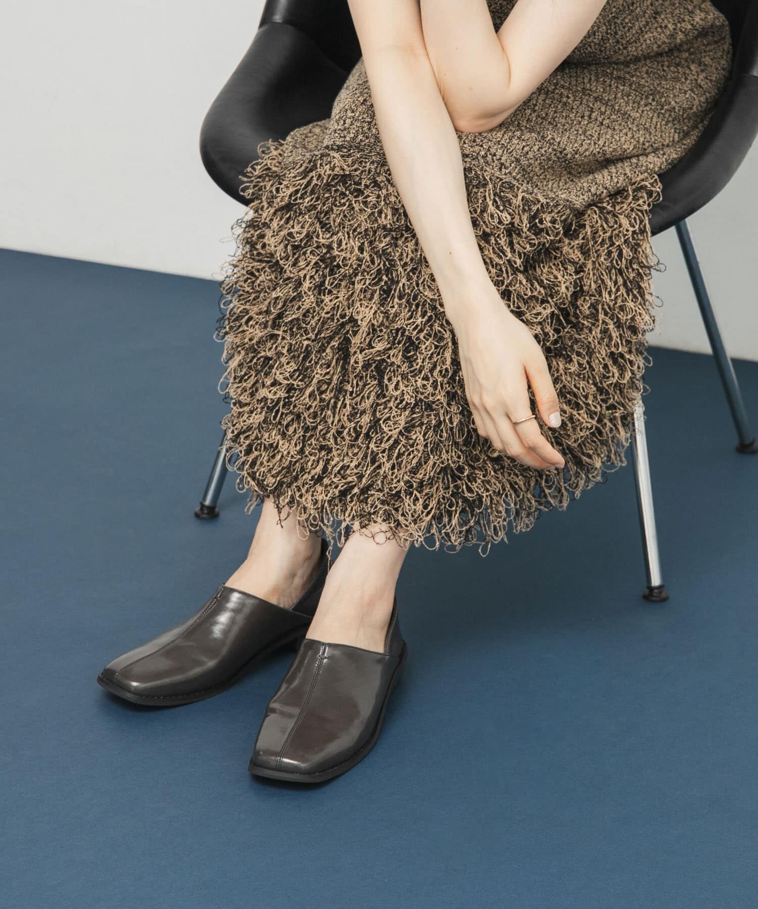  「センターステッチスクエアトゥスライドシューズ」|その他|チャコールグレー