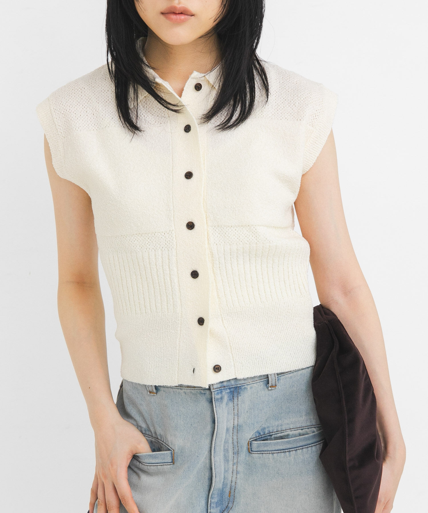  「スリーブレスニットシャツ」|ニット・セーター|