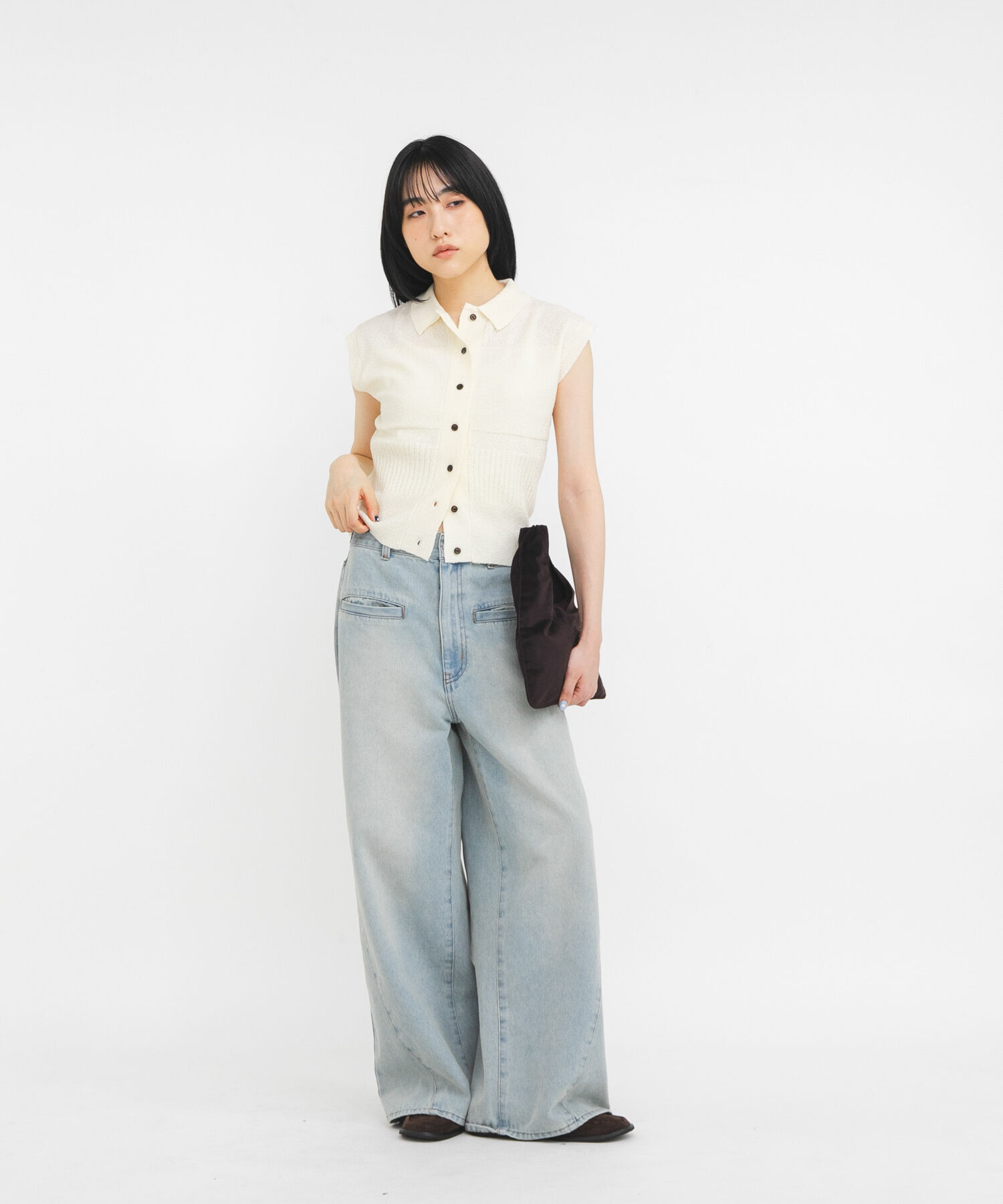  「スリーブレスニットシャツ」|ニット・セーター|