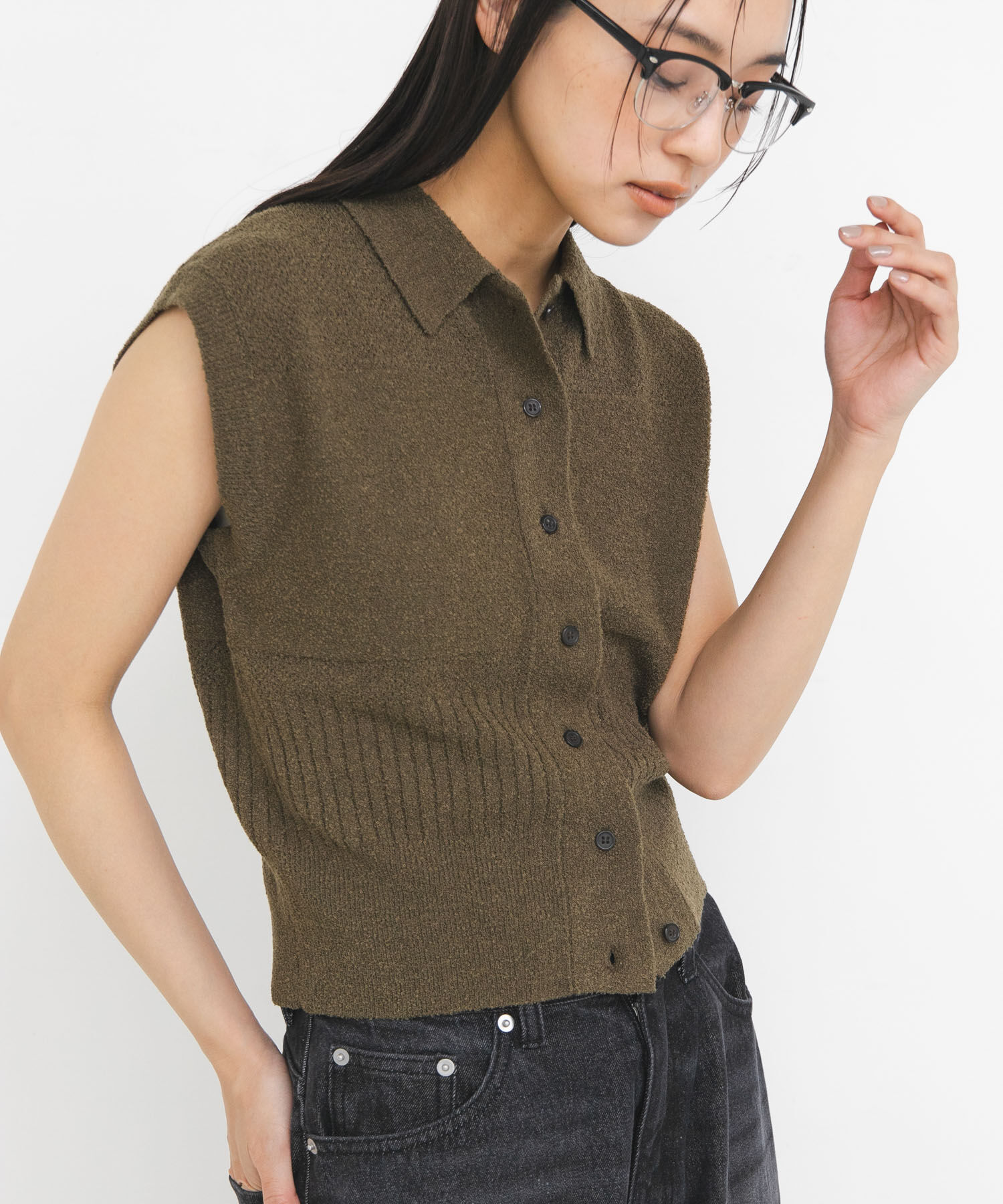  「スリーブレスニットシャツ」|ニット・セーター|