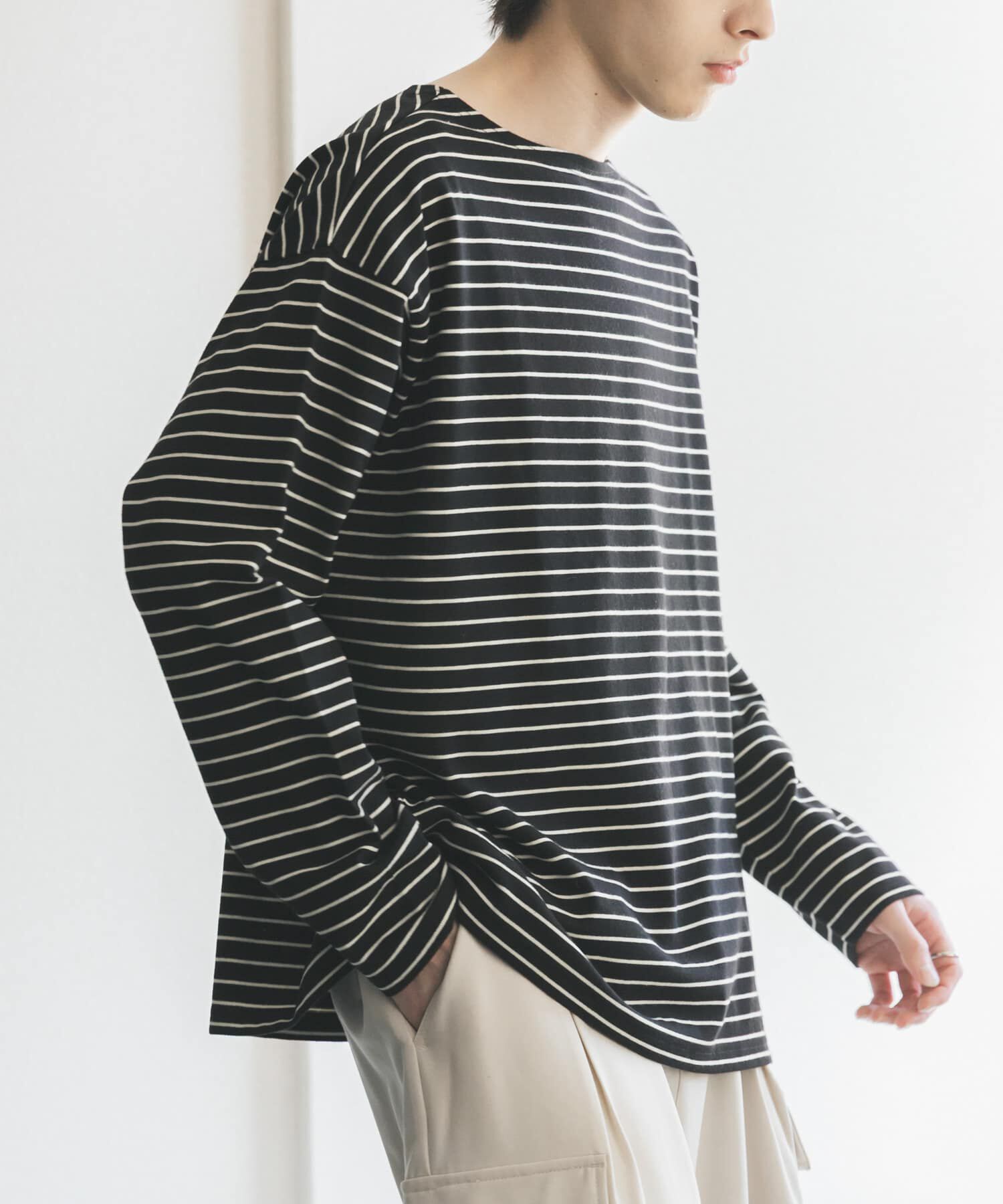 SENSE OF PLACE by URBAN RESEARCH「エクストラルーズバスクシャツ」|Tシャツ・カットソー|ブラック