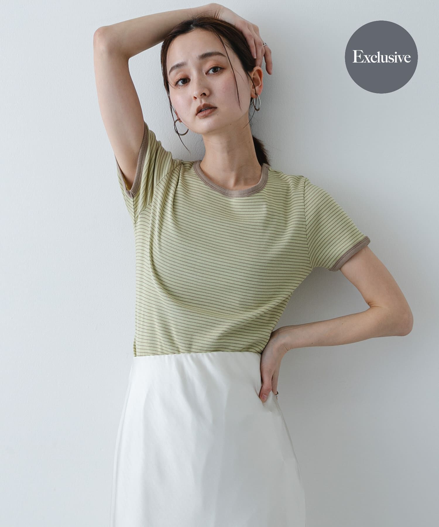 SENSE OF PLACE by URBAN RESEARCH「『別注』Healthknit&times;SENSE OF PLACE ボーダーTシャツ」|Tシャツ・カットソー|イエロー系その他