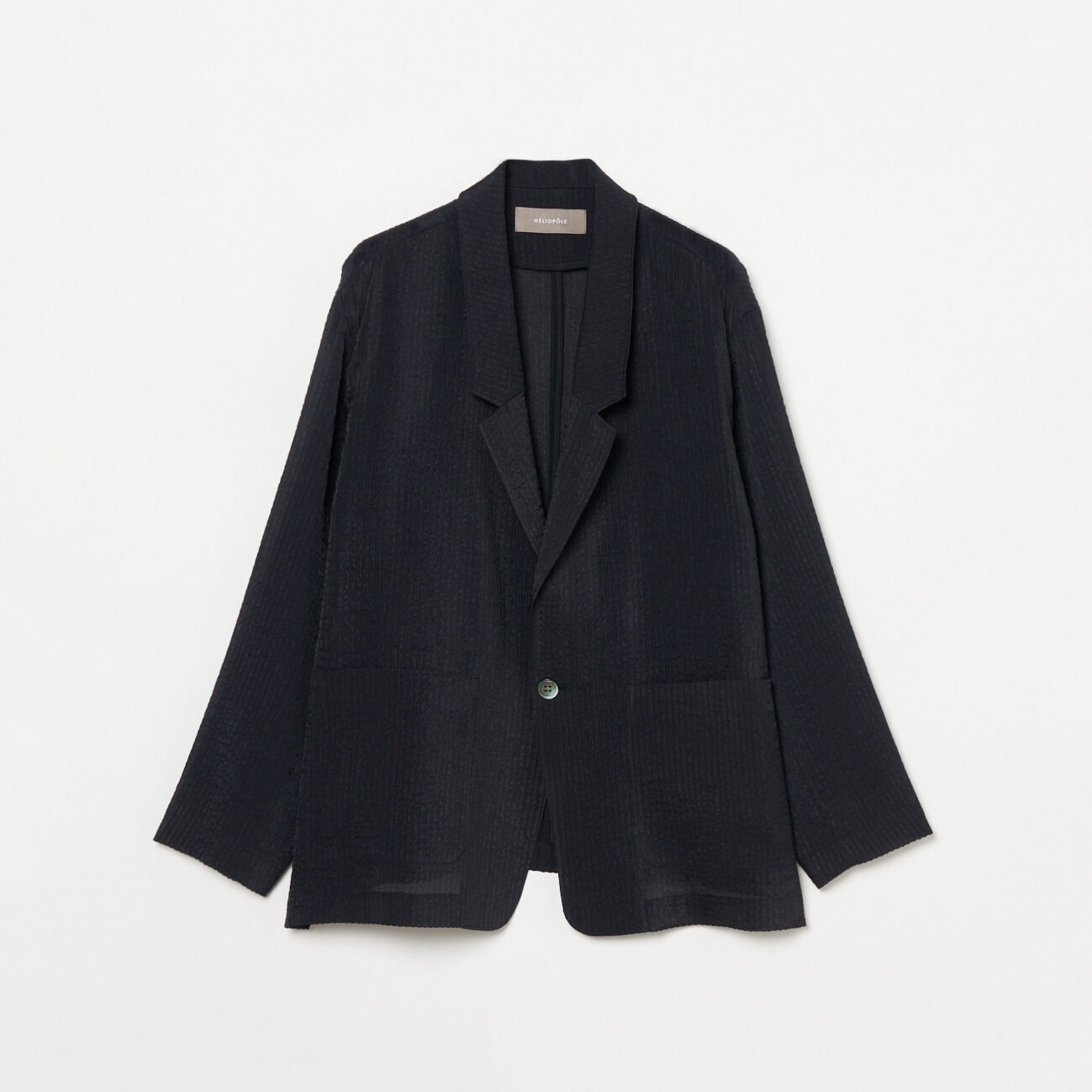 HELIOPOLE「HELIOPOLE SHEER DOBBY STRIPE JACKET」|デニムジャケット|ブラック