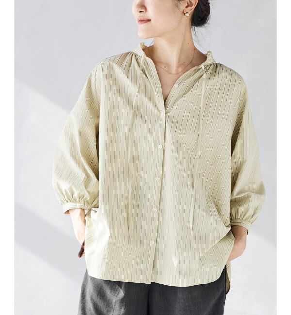 le.coeur blanc「フリルカラーボリュームスリーブブラウス」|シャツ・ブラウス|